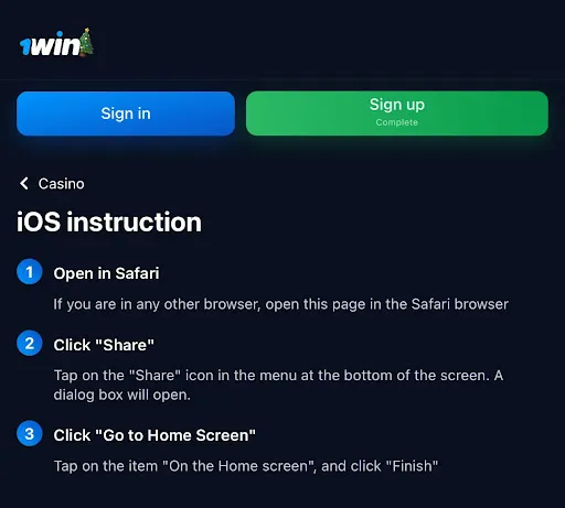 1win app for iOS Indonesia