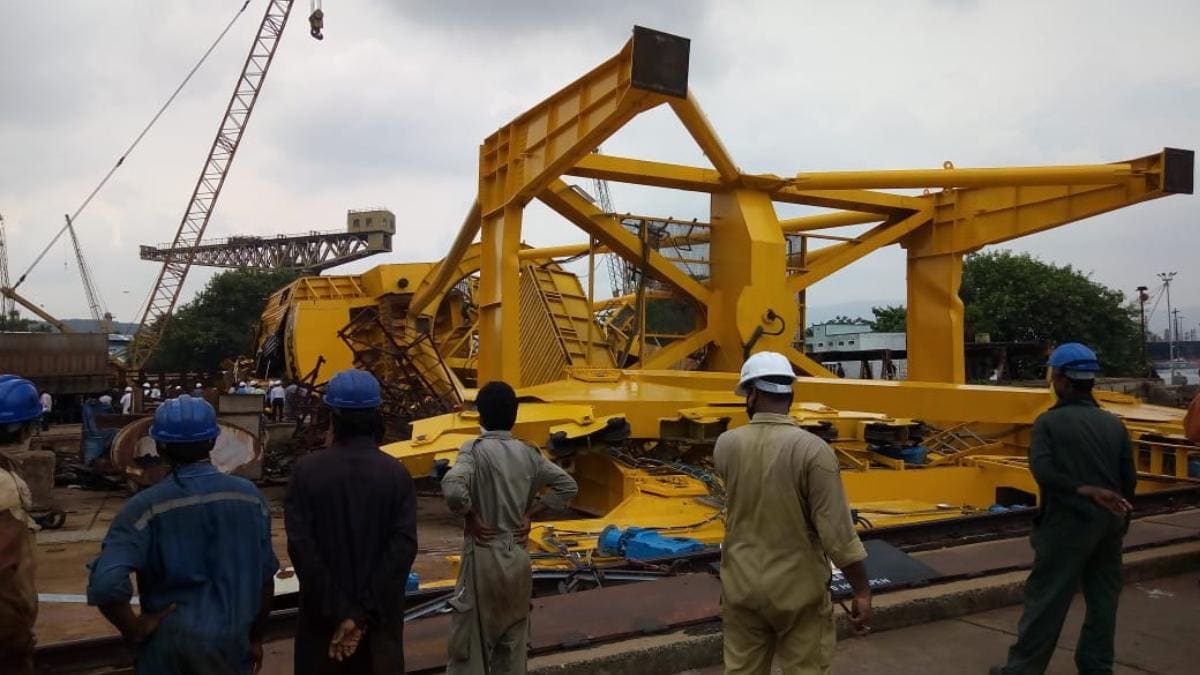 At least 10 persons were crushed to death as crane collapsed at Hindustan Shipyard Limited at Visakhapatnam.