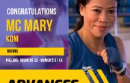 Indian boxer M C Mary Kom (51kg) enters pre-quarters of Olympic Games, beating Dominica's Miguelina Hernandez Garcia in opening round...