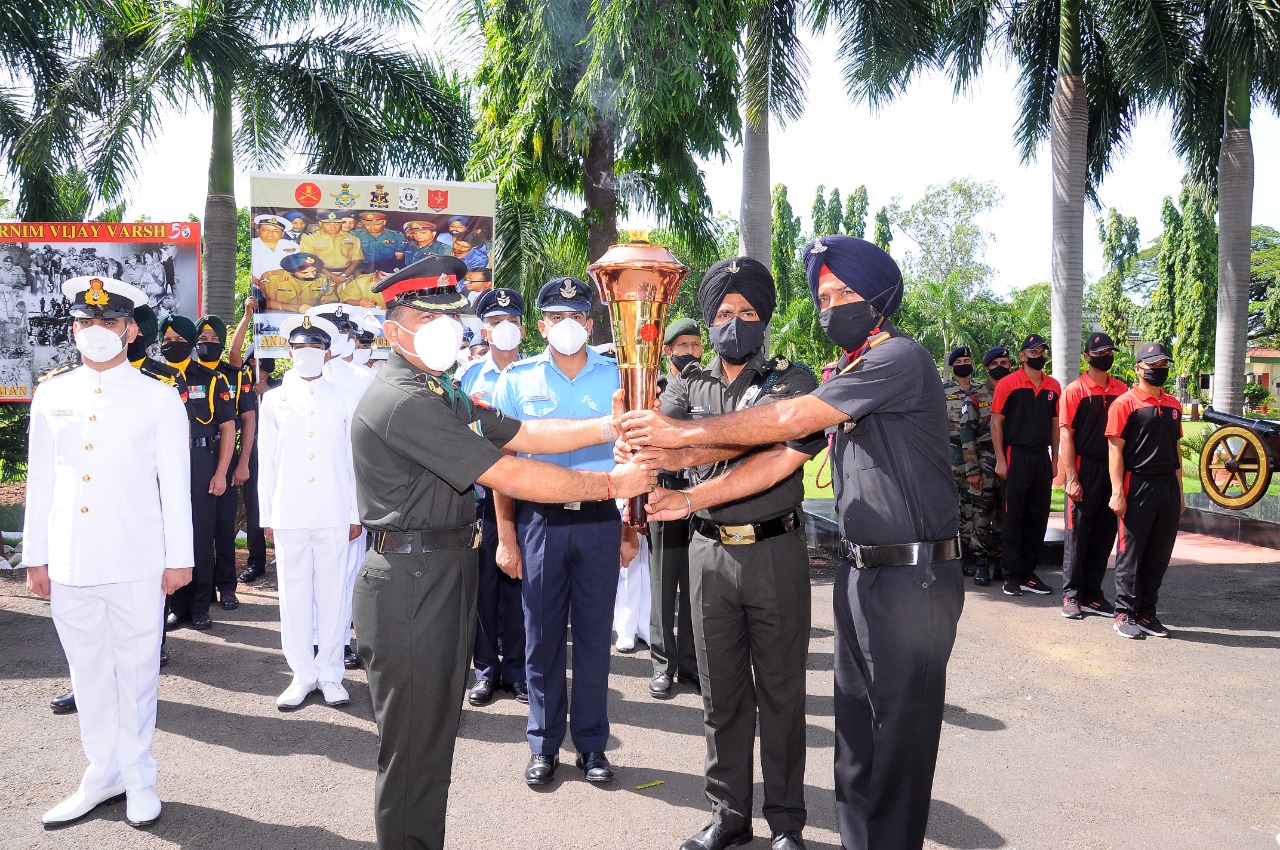 Swarnim Vijay Varsh Victory Flame received by Andaman and Nicobar Command...